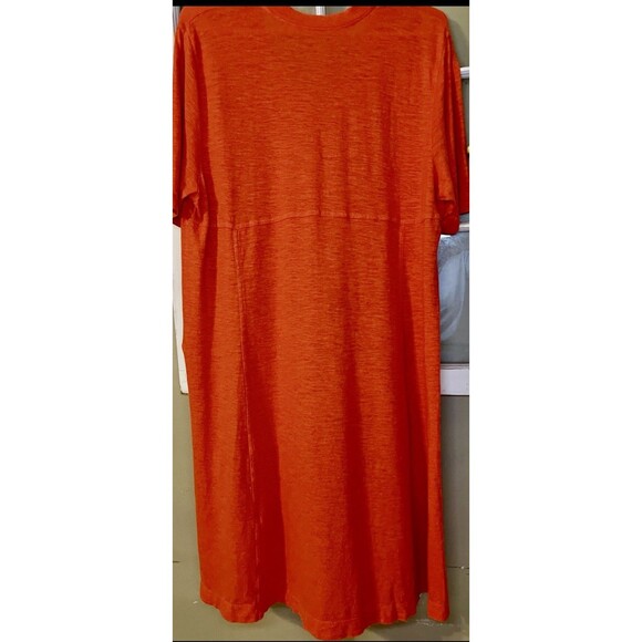 EILEEN FISHER Dress 1X Orange Hemp Organic Cotton Jersey V-Neck Short Sleeve - Picture 10 of 11